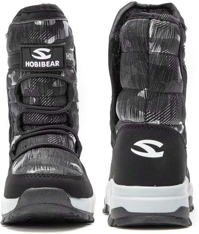 HOBIBEAR Kids Winter Snow Boots Waterproof Outdoor Warm Faux Fur Lined Shoes