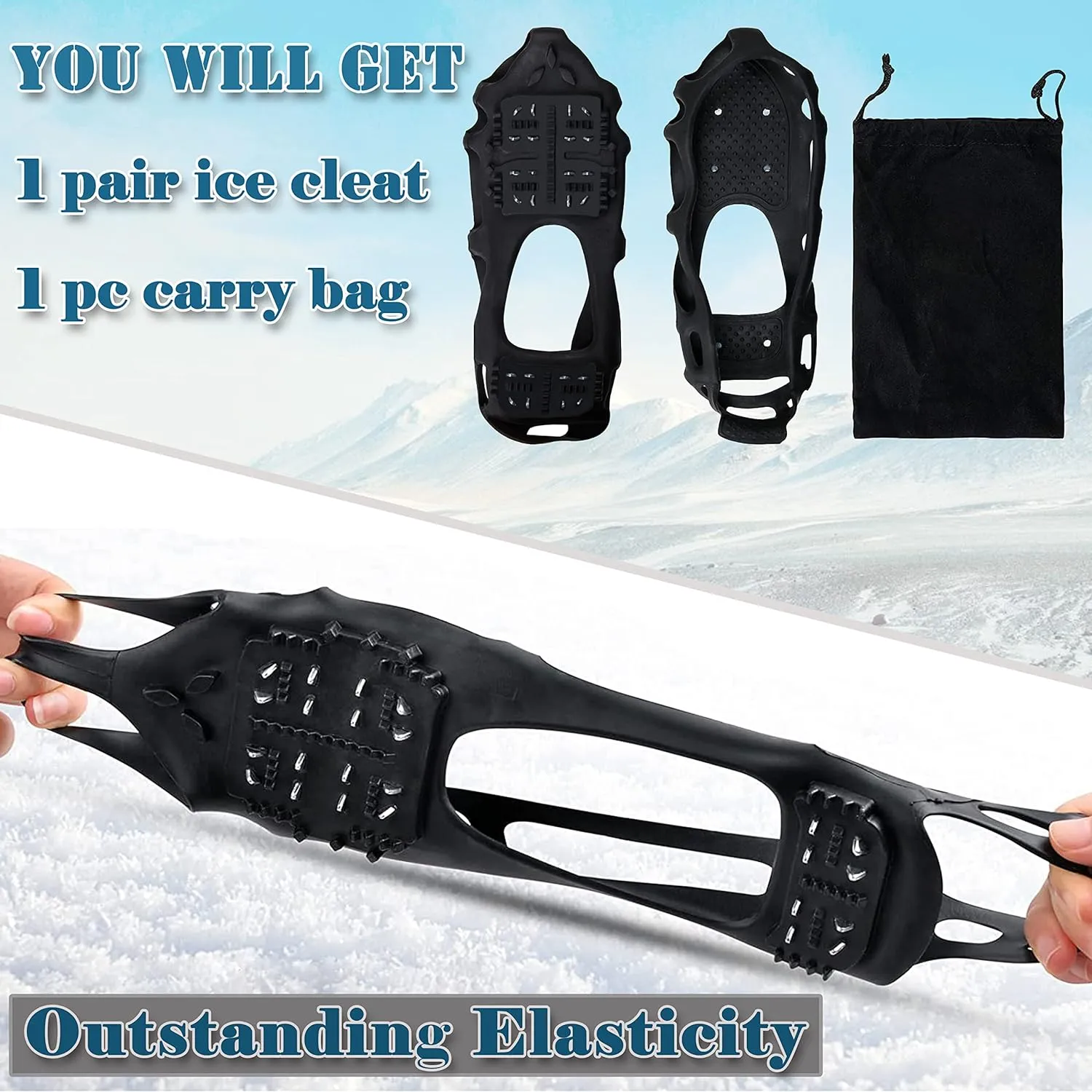 Ice Snow Traction Cleats Crampons Anti-Slip Snow Shoes Cleats Walking on Snow Ice Winter Walking Boots Cleats for Men Women