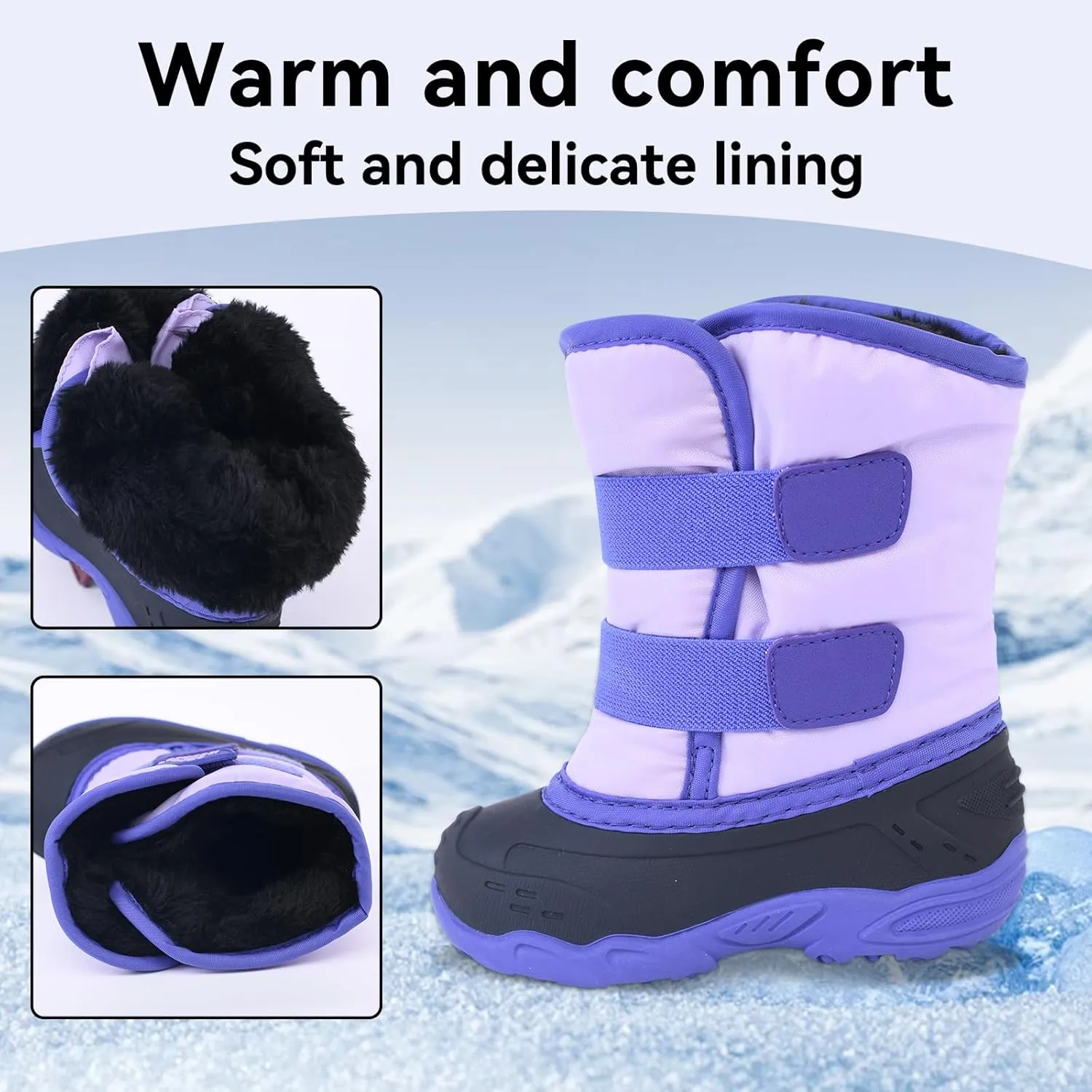 ICEFACE Snow Boots for Kid Winter Boots Waterproof Outdoor Warm Faux Fur Lined boot for Toddler/Little Boys and Girls