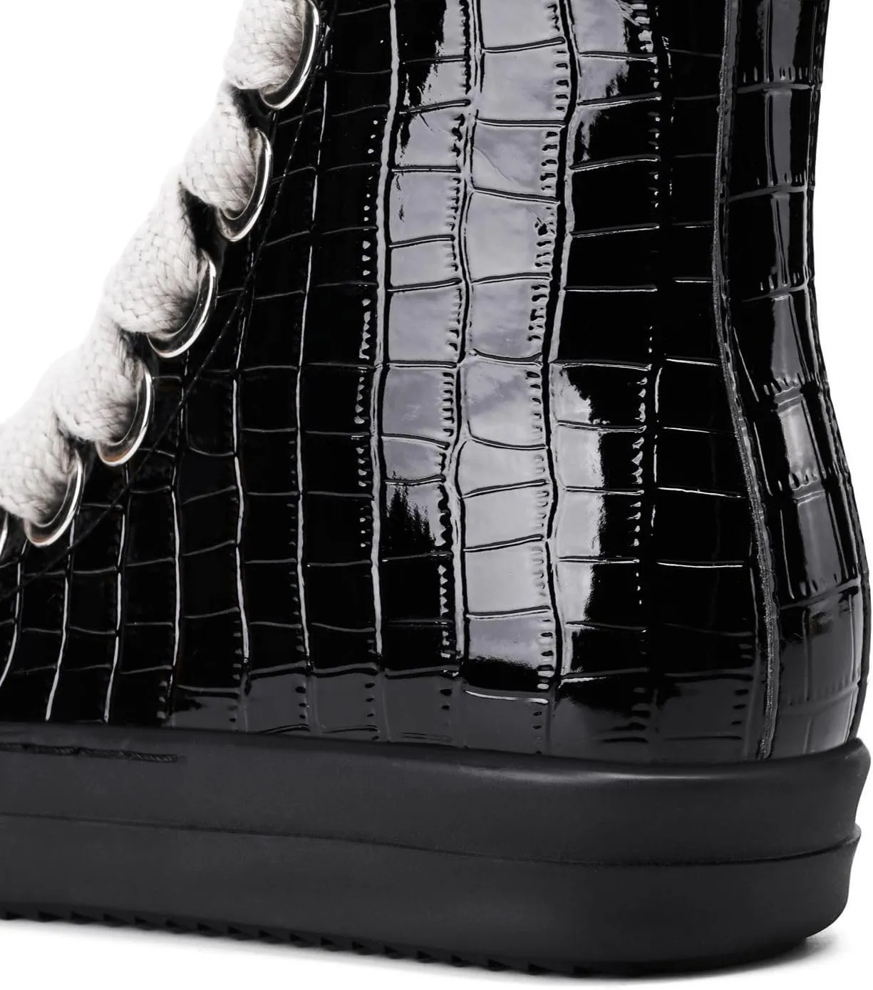IMPREMEY Women's High Top Sneakers Lace Up Crocodile Leather Shoes Leather Comfort Platform Walking Shoes with Zipper