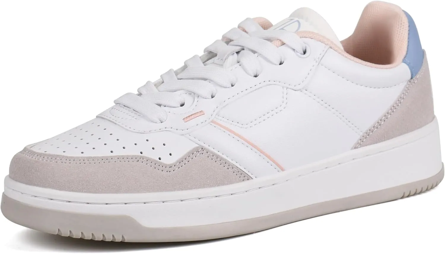 JABASIC Women Genuine Leather Platform Sneakers Lace-Up Breathable Comfortable Walking Shoes