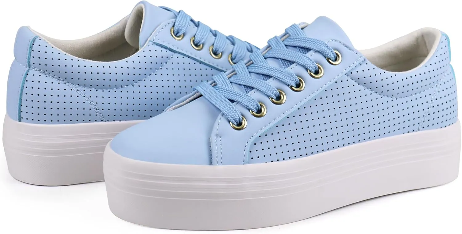 JABASIC Women Platform Sneakers Breathable Casual Lace Up Fashion Walking Shoes