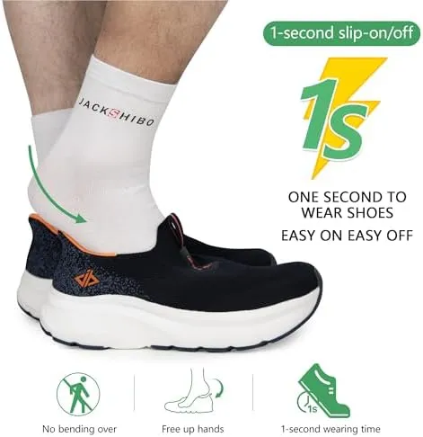JACKSHIBO Mens Slip in Free up Hands Shoes Wide Toe Box Arch Support Orthopedic Walking Sneakers Cushioned Thick Zero Drop Sole Metatarsal Pads