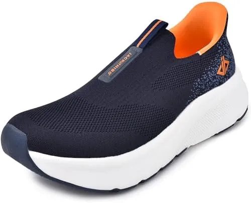 JACKSHIBO Mens Slip in Free up Hands Shoes Wide Toe Box Arch Support Orthopedic Walking Sneakers Cushioned Thick Zero Drop Sole Metatarsal Pads