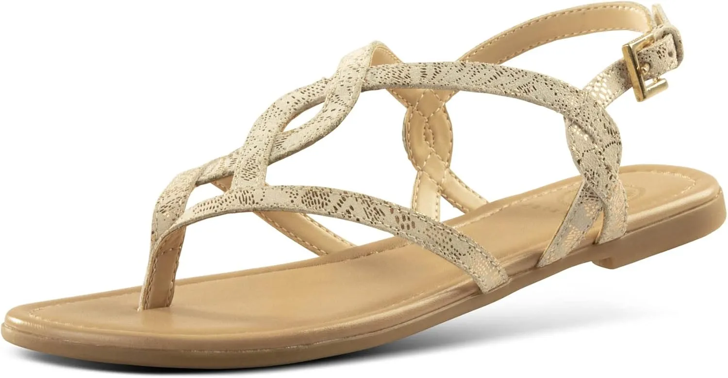 JATAREA Slip-On Flat Gladiator Sandals for Women | Perfect Dressy Summer Sandals with Back Strap