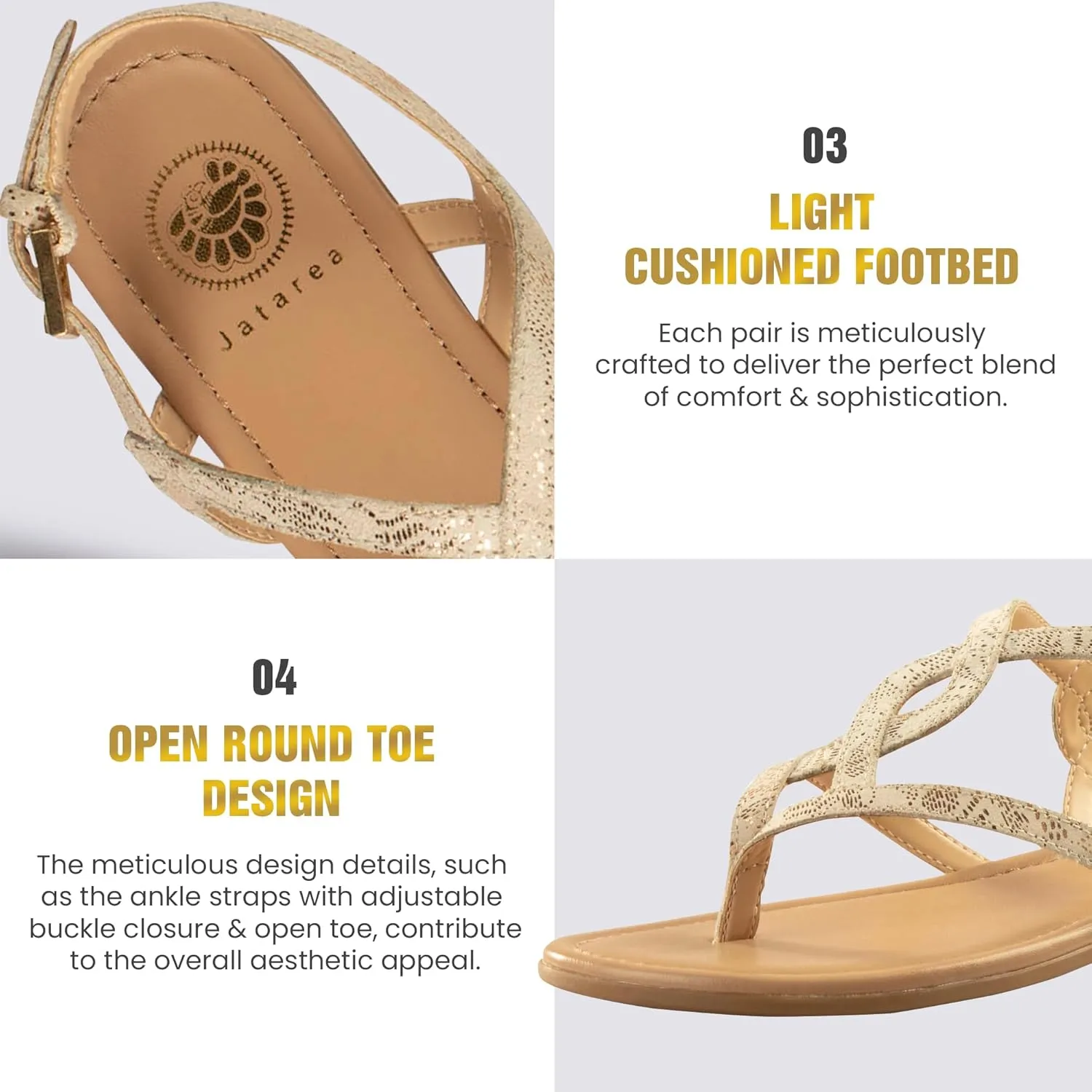 JATAREA Slip-On Flat Gladiator Sandals for Women | Perfect Dressy Summer Sandals with Back Strap