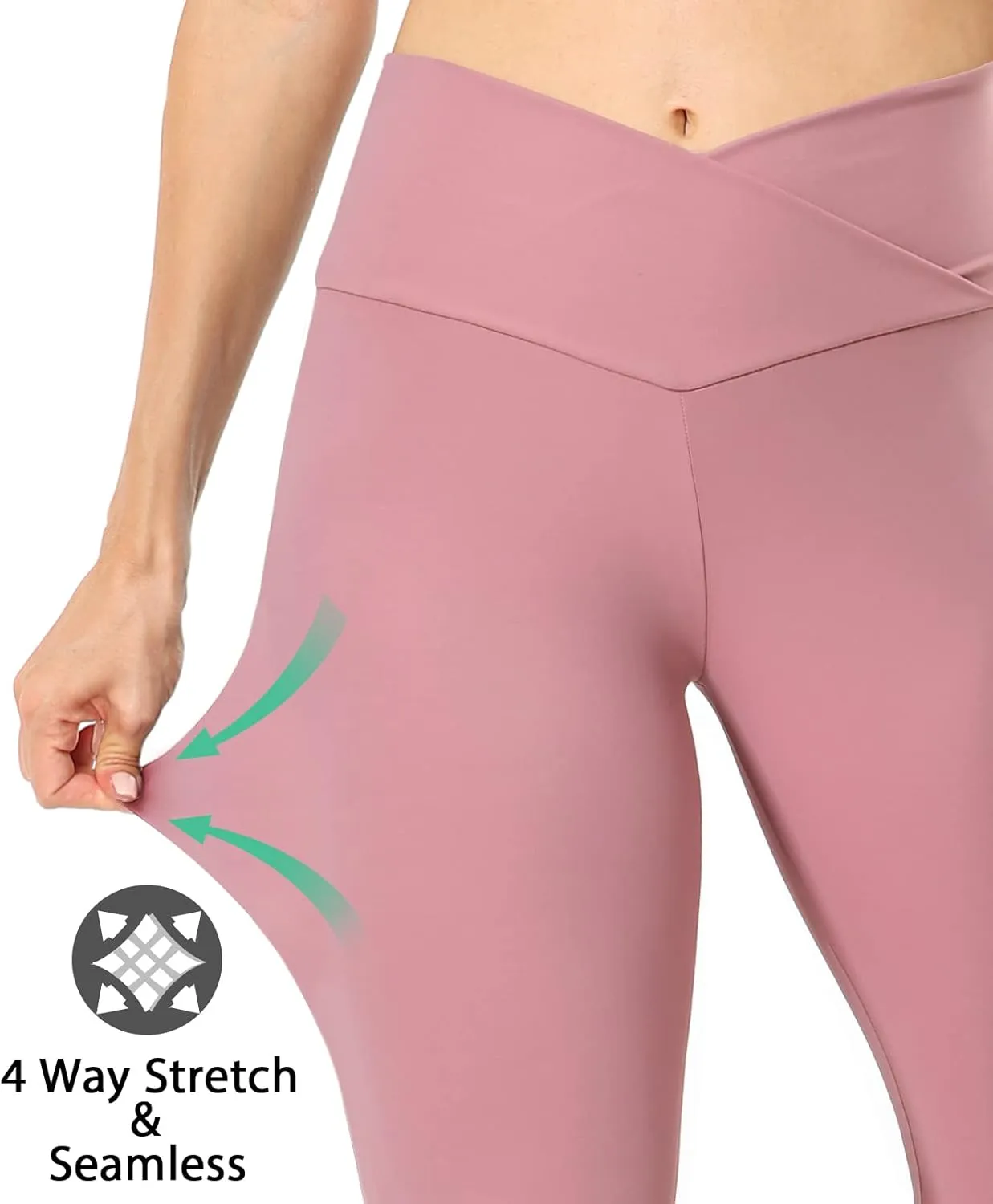 Jenbou High Waisted Flare Leggings Tummy Control Crossover Bootcut Yoga Pants with Pockets for Women