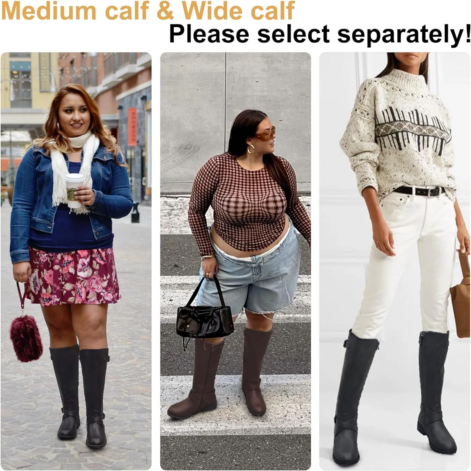 Jeossy Women's Knee High Riding Tall Boots, Comfortable with Metal Buckle and Zipper Boots with Wide Calf