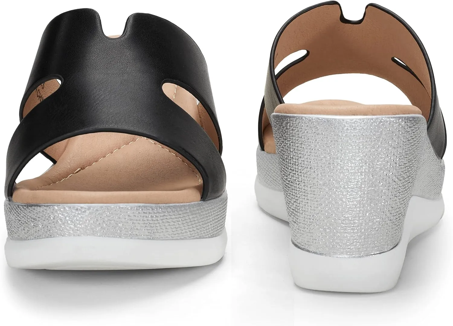 Jeossy Women's Platform Wedge Sandals Slip On 825 Peep Toe High Heel Sandals