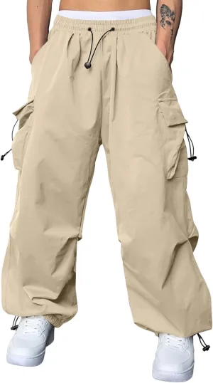 JMIERR Men's Baggy Cargo Pants Trendy Casual Parachute Pant Loose Fit Harem Joggers with Pockets for Streetwear