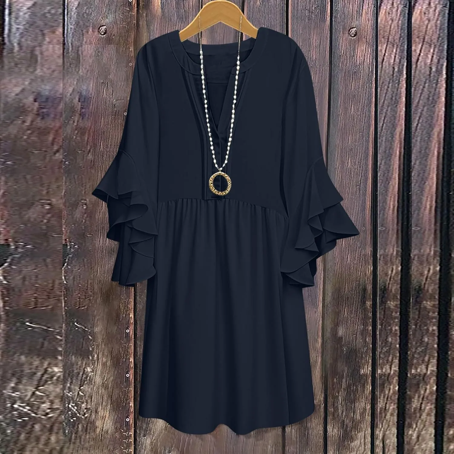 JOAU Women Summer V Neck Flowy Layered Ruffle Short Sleeve Casual Mini Tunic Dress 2025 Loose Pleated Beach Vacation Outfits