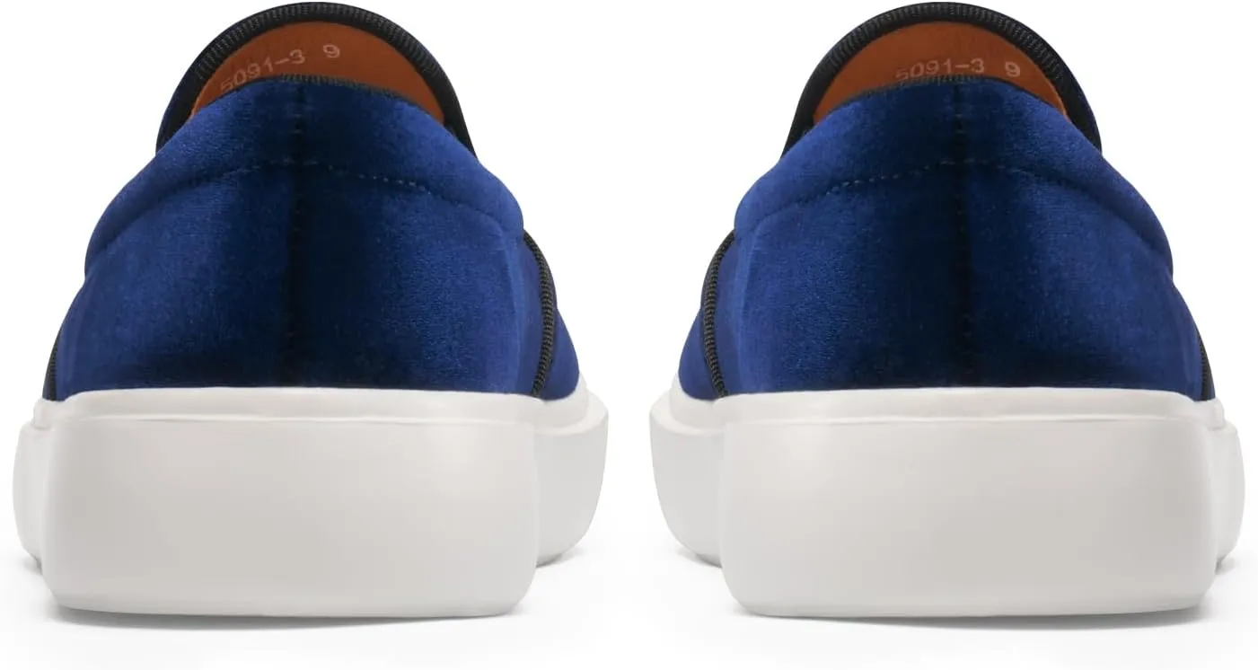 Journey West Men's Fashion Velvet Sneakers with Embroidery Comfortable Slip-On Walking Shoes for Men