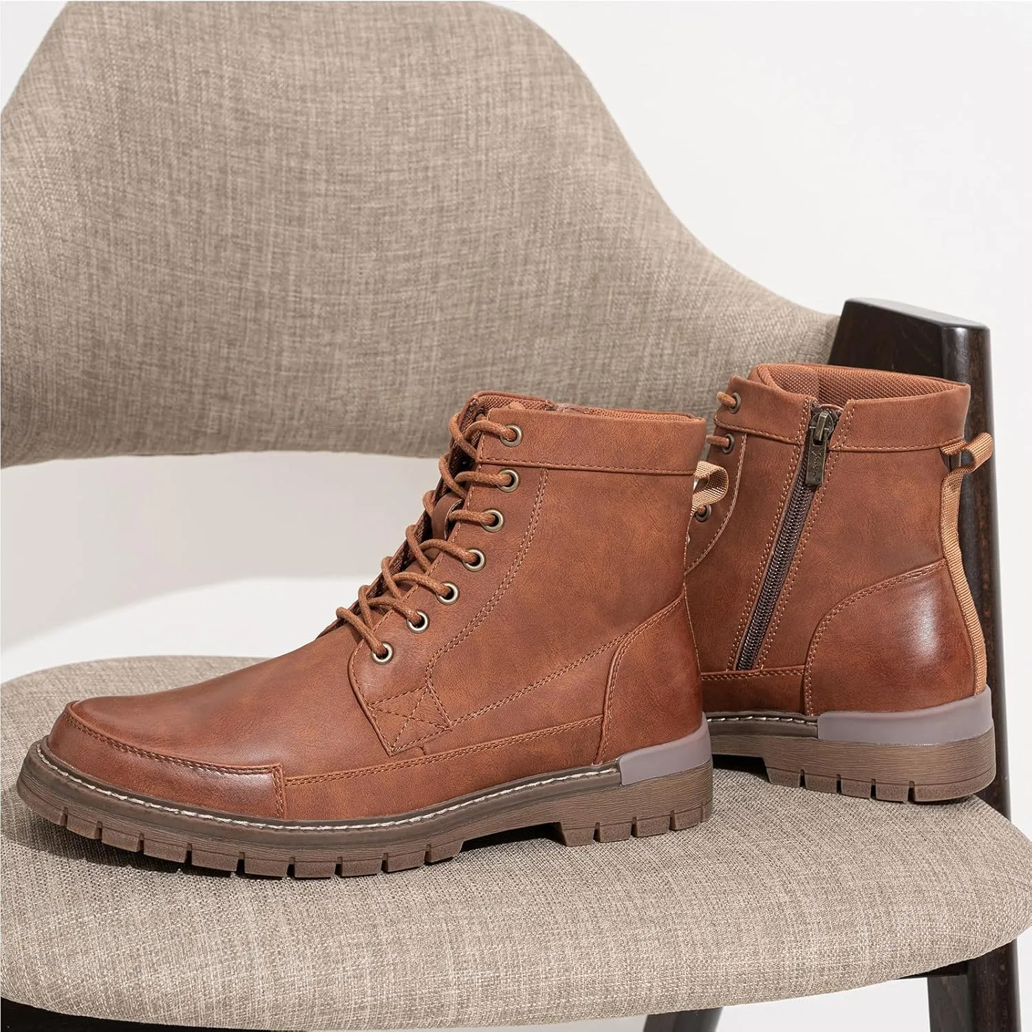 Jousen Mens Boots Casual Motorcycle Boot for Men Chukka Zipper Combat Botas Para Hombre Fashion