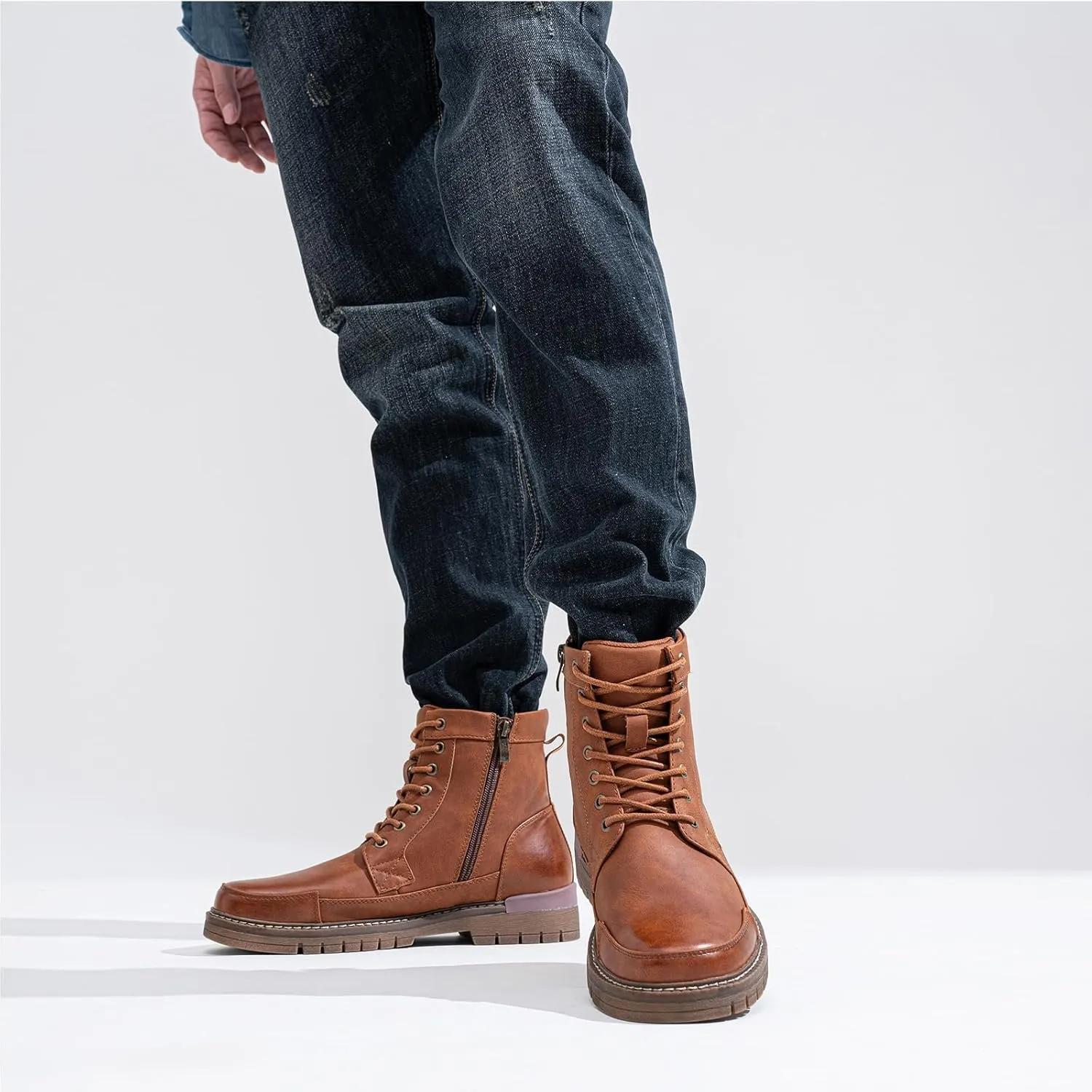 Jousen Mens Boots Casual Motorcycle Boot for Men Chukka Zipper Combat Botas Para Hombre Fashion
