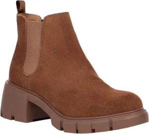Juliet Holy Womens Lug Sole Platform Ankle Booties Chelsea Slip on Chunky Block Heel Leather Combat Boots