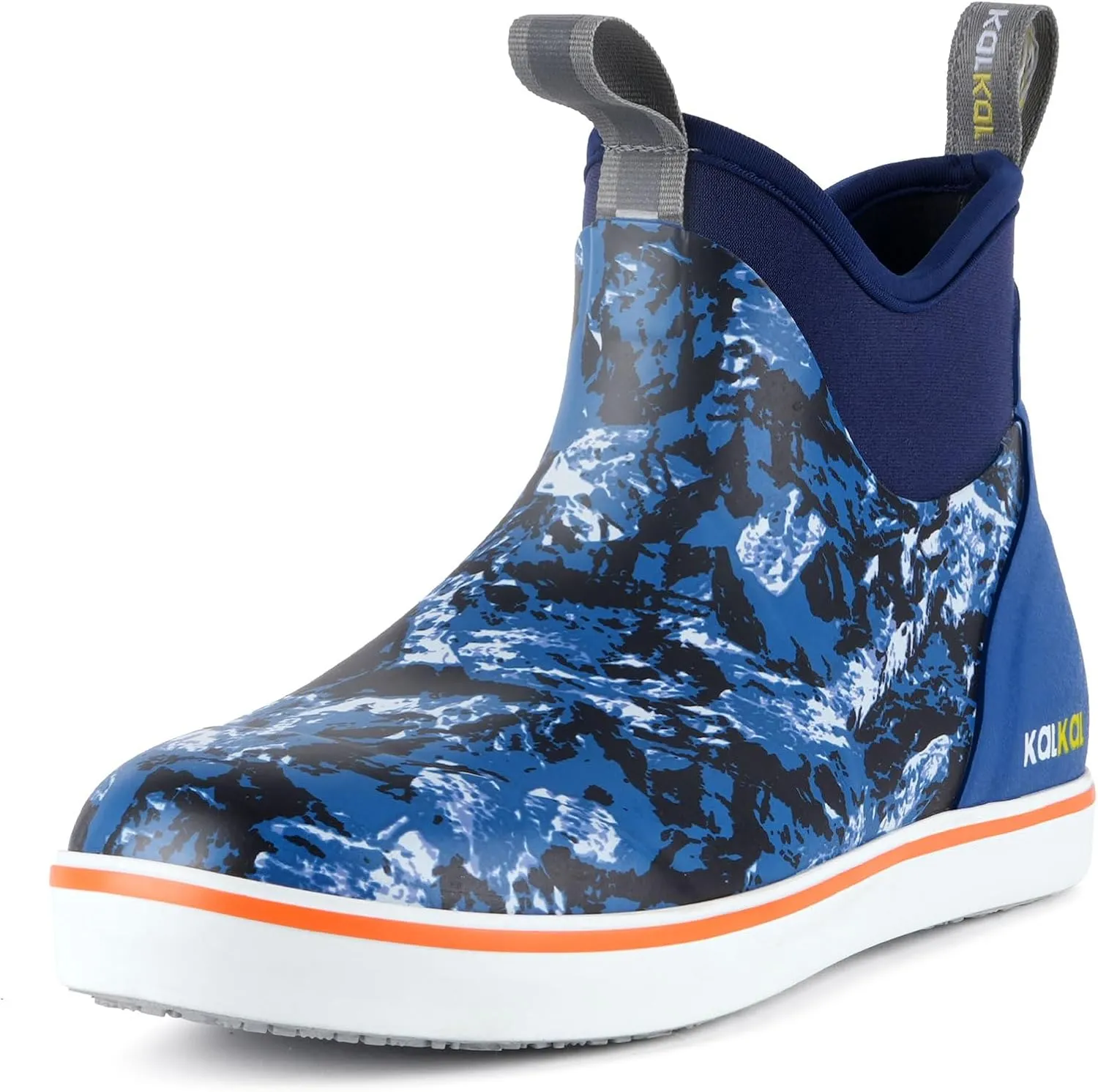 Kalkal Men's Deck Boots, Waterproof Fishing Rain Boots with High Traction, Men's Rubber Boots For Gardening Fishing Boating Camping Sailing