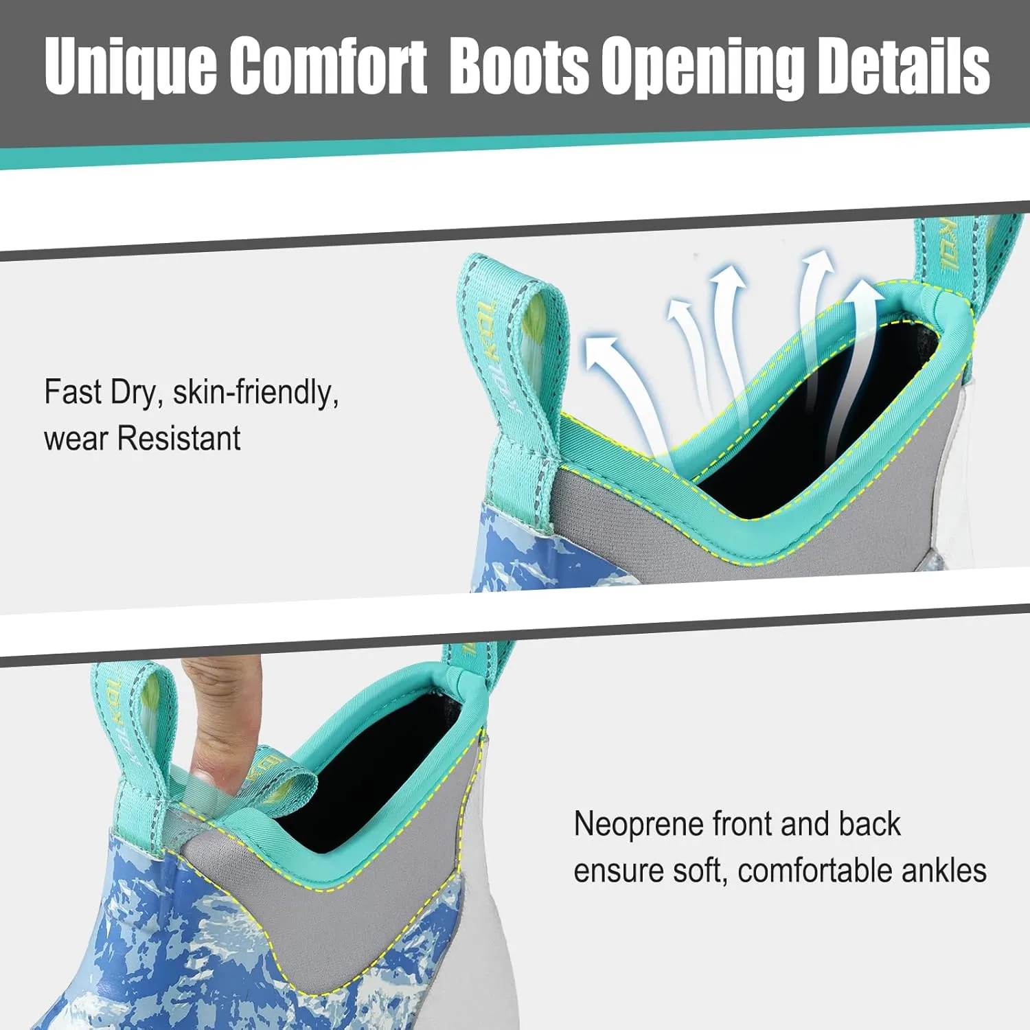 Kalkal Women's Deck Boots, Waterproof Ankle Rain Boots Fishing Boots with High Traction, Women's Rubber Boots For Gardening Fishing Boating Camping