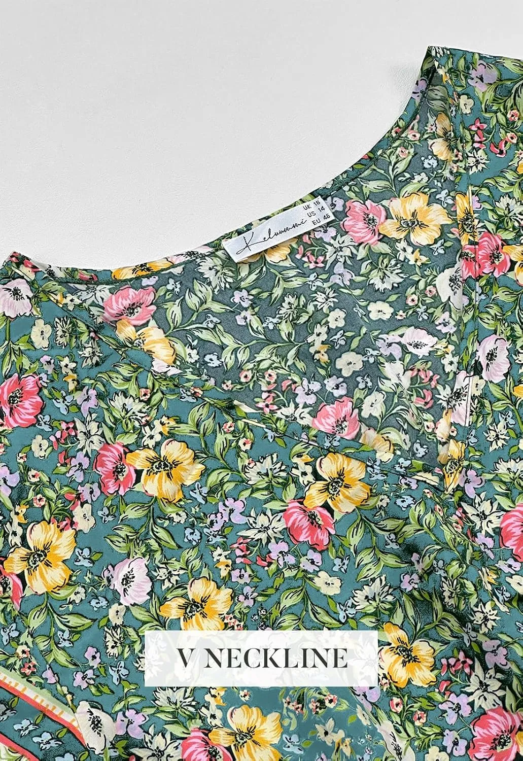Keluummi Plus Size Wedding Guest Maxi Dresses for Curvy Women, Summer Casual Boho Floral Long Party Sundress with 3/4 Sleeve