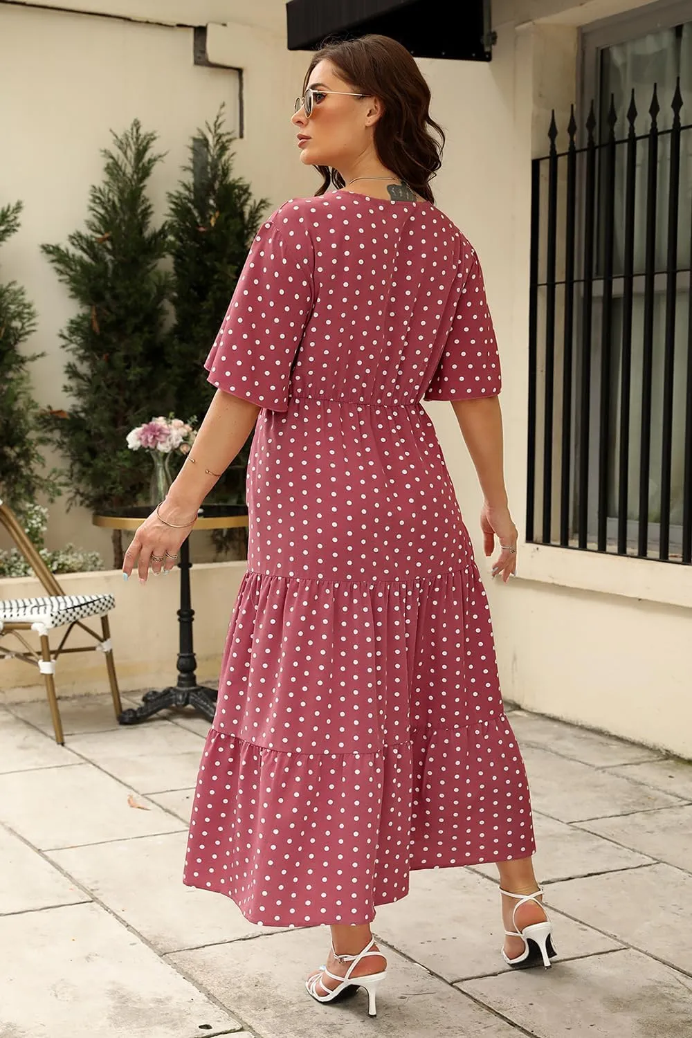 Keluummi Plus Size Wedding Guest Maxi Dresses for Curvy Women, Summer Casual Boho Floral Long Party Sundress with 3/4 Sleeve