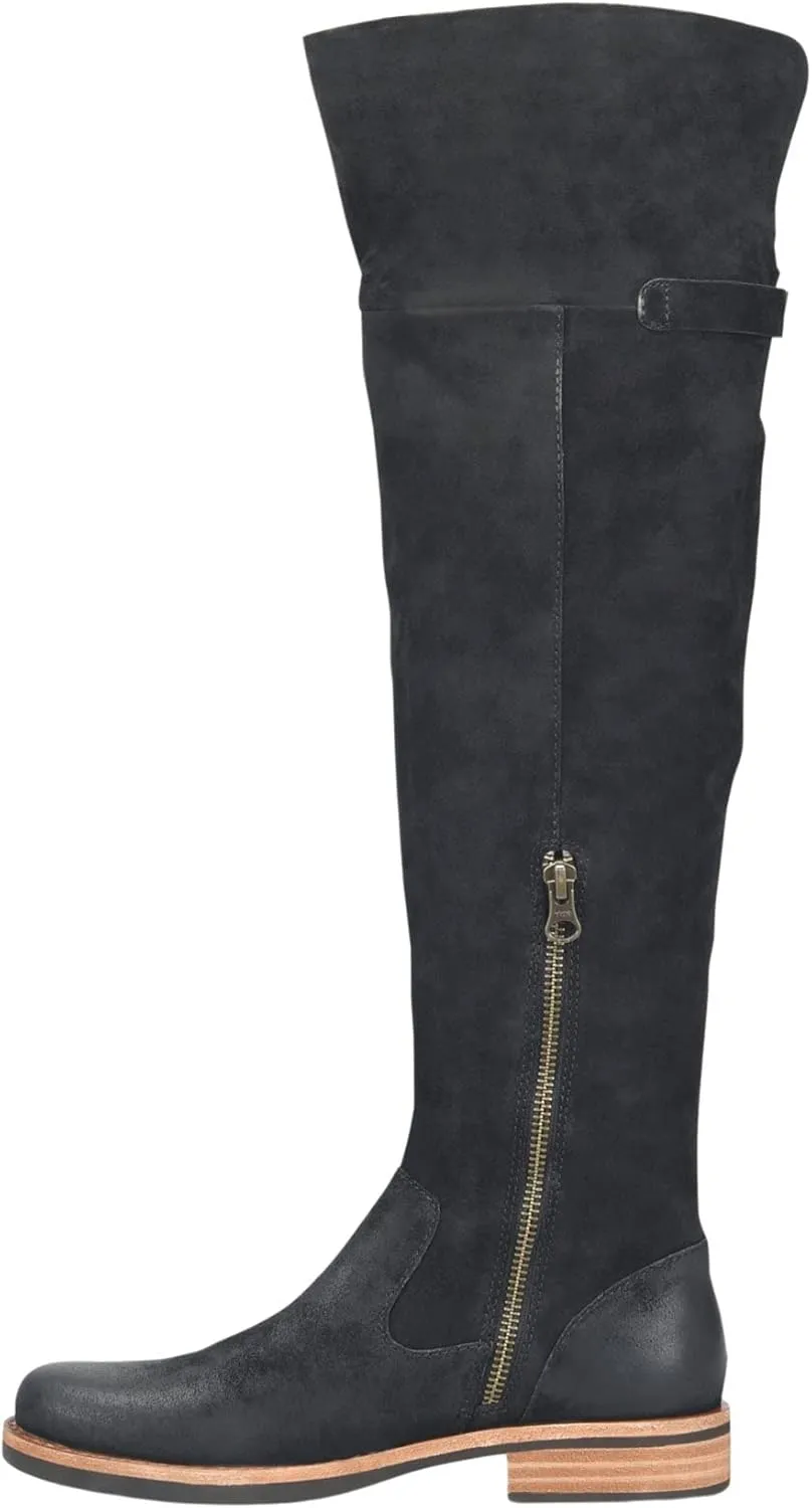 KORK-EASE Women's Addison Soft Hand-Finished Distressed Suede Leather Knee-High Boots