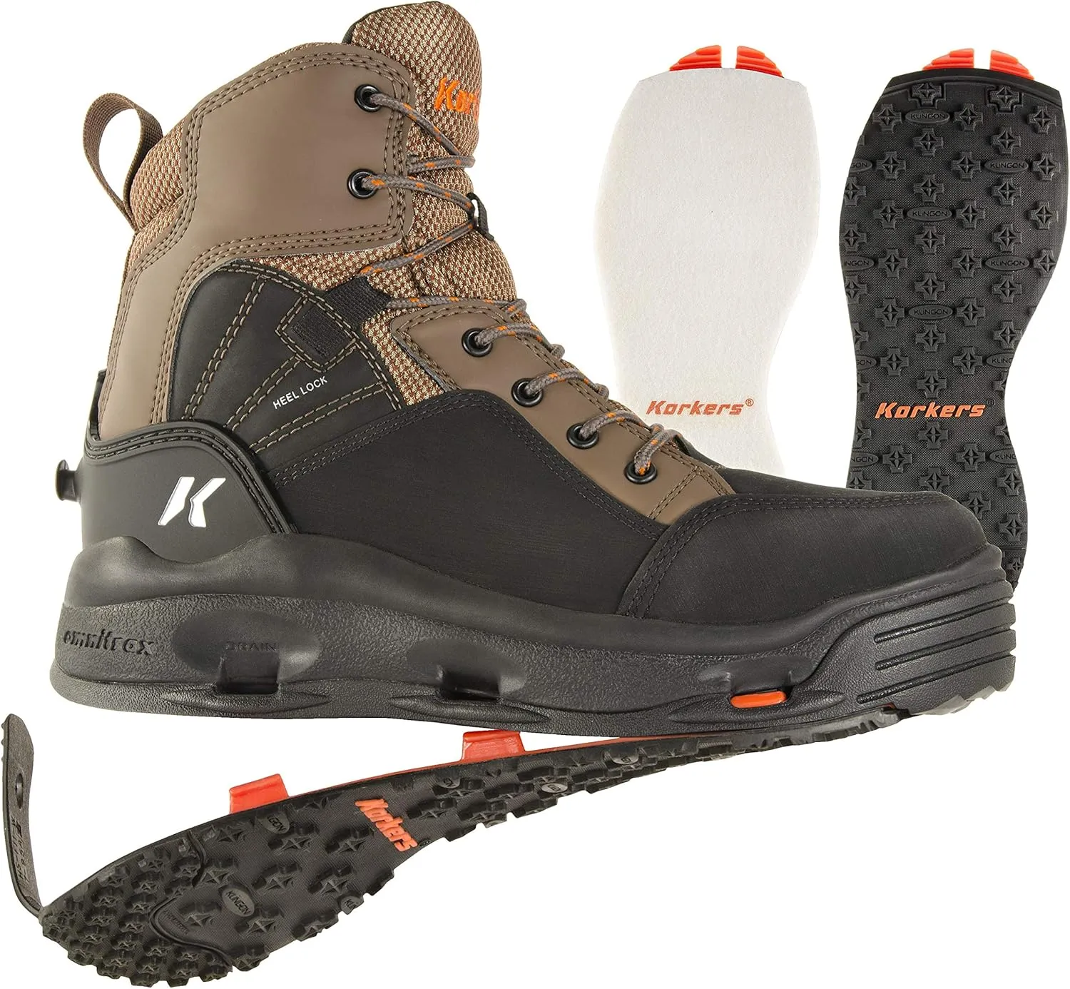 Korkers Buckskin Men's Wading Boots - Durable and Non-Corrosive - Includes Interchangeable Felt & Kling-On Soles