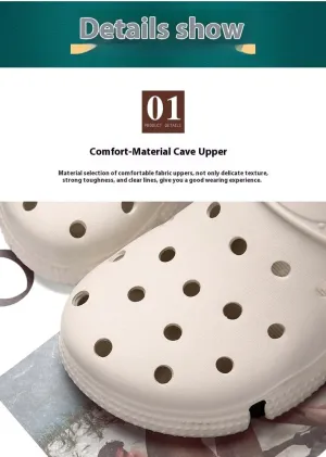 Large Size Breathable Hollow Design Men's Garden Clogs - Comfortable Slip-On Couple Beach Shoes Anti-Slip