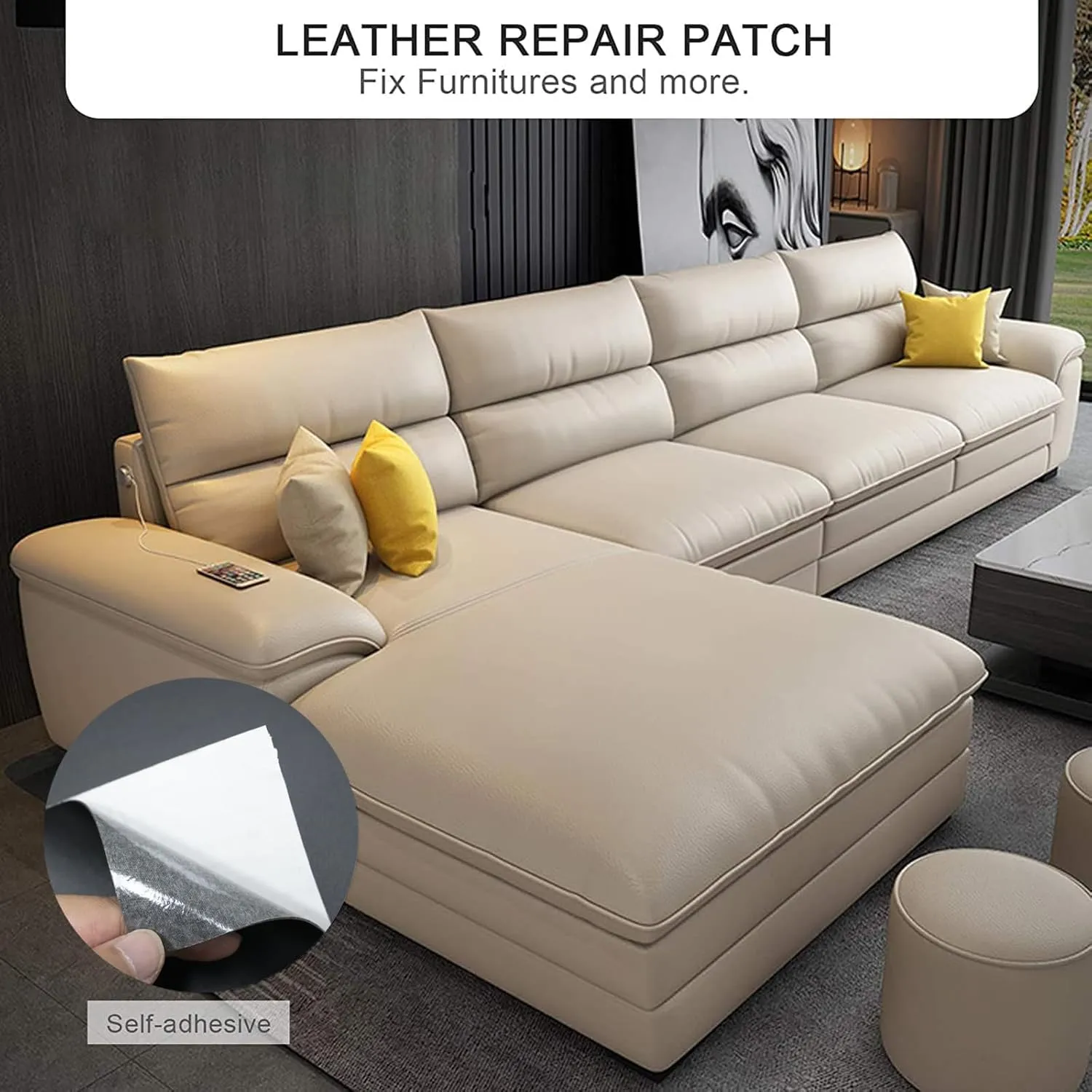 Leather Repair Tape, Self-Adhesive Leather Repair Patch for Couch Furniture Sofas Car Seats, Advanced PU Vinyl Leather Repair Kit(Brown, 23.6X79 inch)