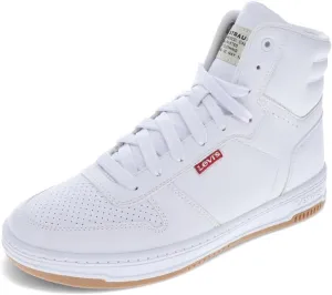 Levi's Kids Drive Hi Synthetic Leather Casual Hightop Sneaker Shoe, White/Gum, 5.5 M