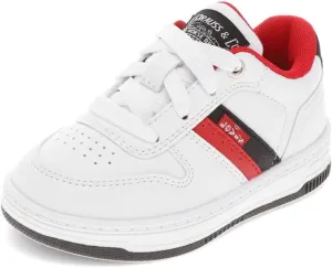 Levi's Toddler Drive Lo Synthetic Leather Casual Lowtop Sneaker Shoe, White/Black/Red, 7 M