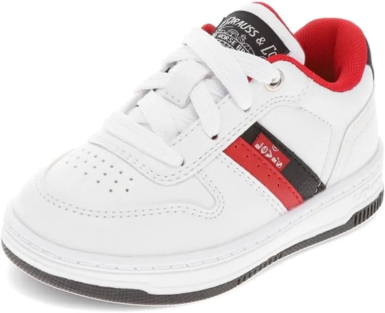 Levi's Toddler Drive Lo Synthetic Leather Casual Lowtop Sneaker Shoe, White/Black/Red, 9 M