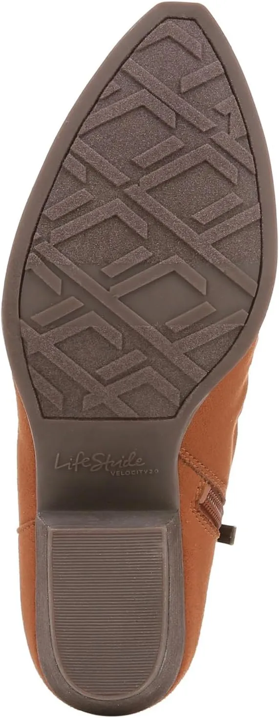 LifeStride Womens Reba Pointed Toe Zippered Casual Boots Ankle Low Heel 1-2" - Brown