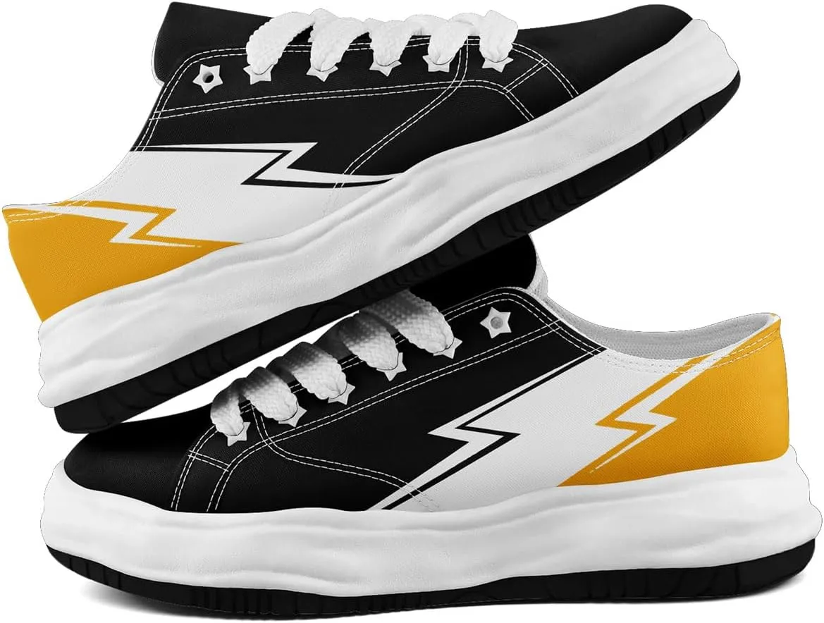 Lightning Canvas Sneakers Comfortable Casual Walking Sports Shoes for Men Women Non-slip Lace-up Flat Tennis Trainers