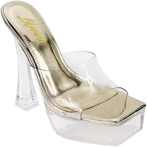 Liliana Women's Clear Platform Slip On Heel Sandals