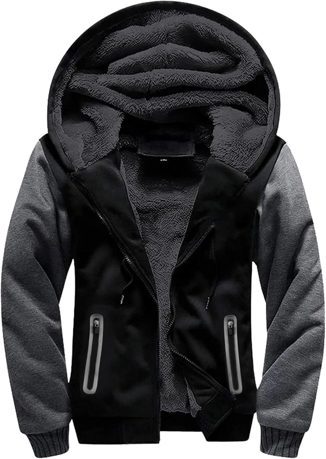 Little Beauty Hoodies for Men Zipper Jacket Fleece Sherpa Lined Winter Wool Heavyweight Sweashirts