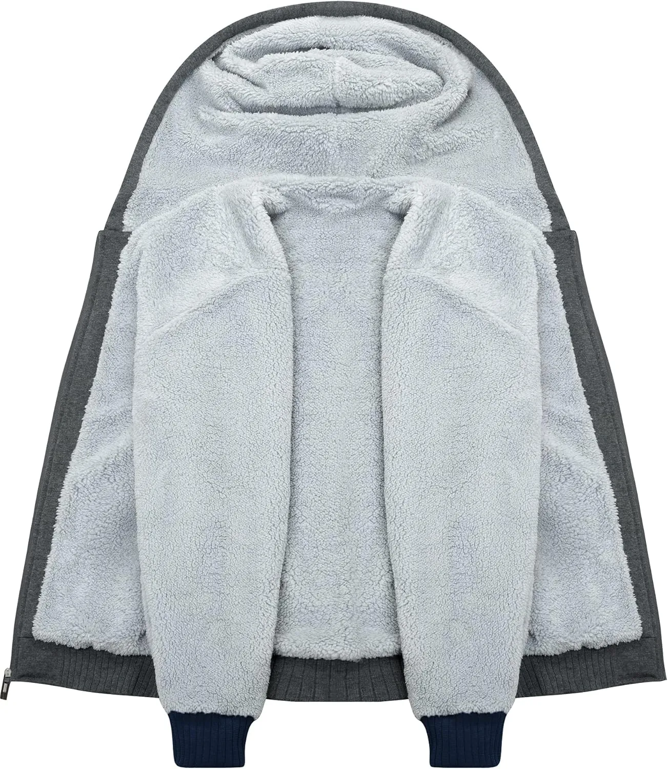 Little Beauty Hoodies for Men Zipper Jacket Fleece Sherpa Lined Winter Wool Heavyweight Sweashirts