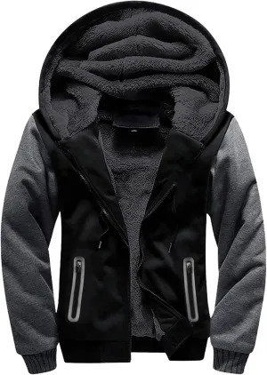 Little Beauty Hoodies for Men Zipper Jacket Fleece Sherpa Lined Winter Wool Heavyweight Sweashirts
