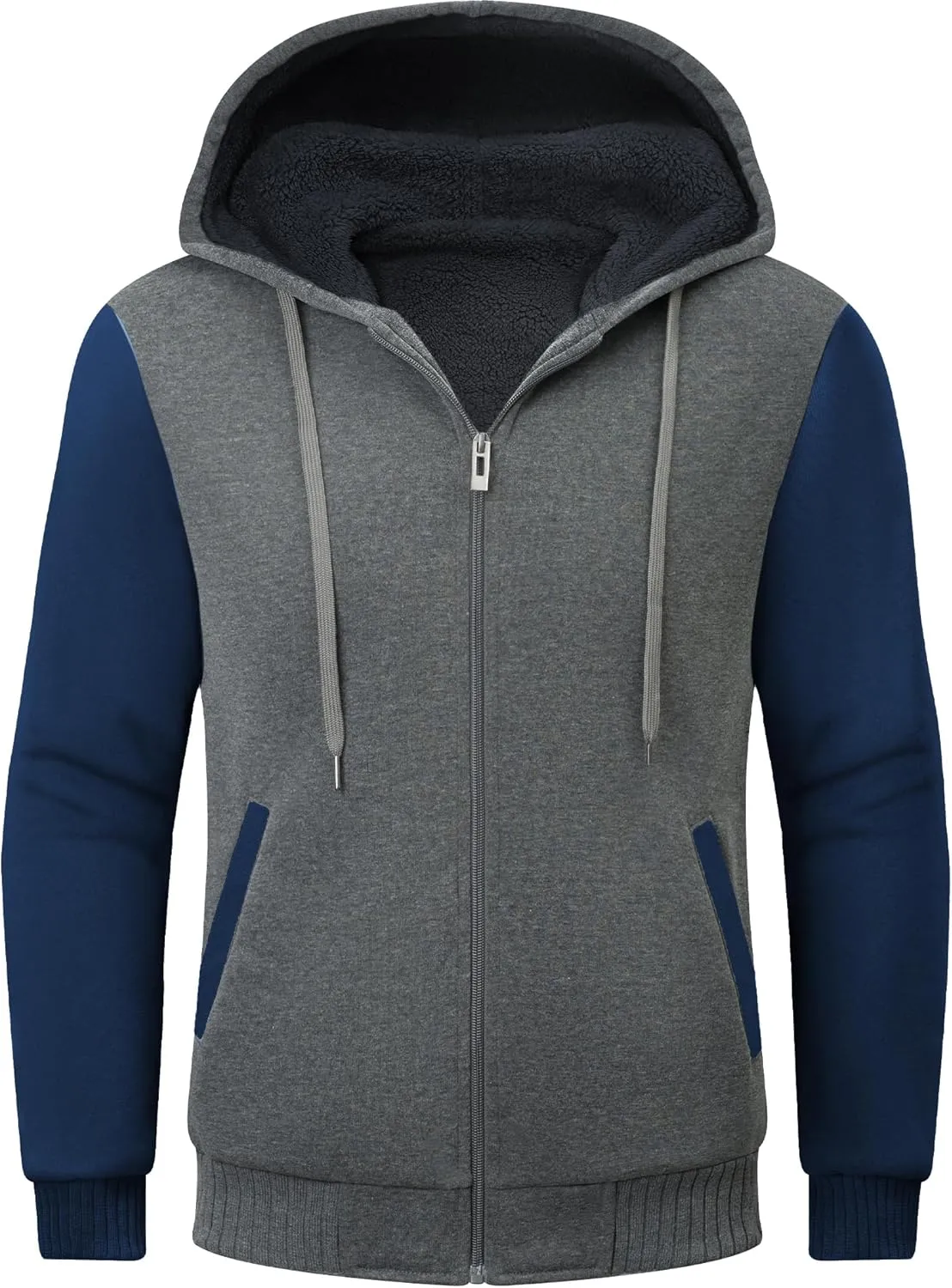 Little Beauty Hoodies for Men Zipper Jacket Fleece Sherpa Lined Winter Wool Heavyweight Sweashirts