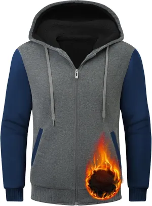 Little Beauty Hoodies for Men Zipper Jacket Fleece Sherpa Lined Winter Wool Heavyweight Sweashirts