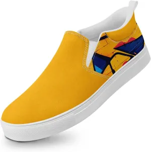 Low-top Slip-On Sneakers for Men, Women's Comfortable Flat Canvas Shoes Casual Loafers with Graffiti Style Design