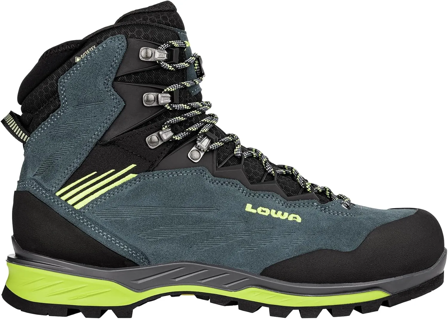 LOWA Mens Cadin II GTX Mid Suede Textile Steel Blue Lime Boots 9.5 US