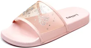 Luckers Women's Butterflies Rhinestone Embellished Mesh Slip-On Sandals