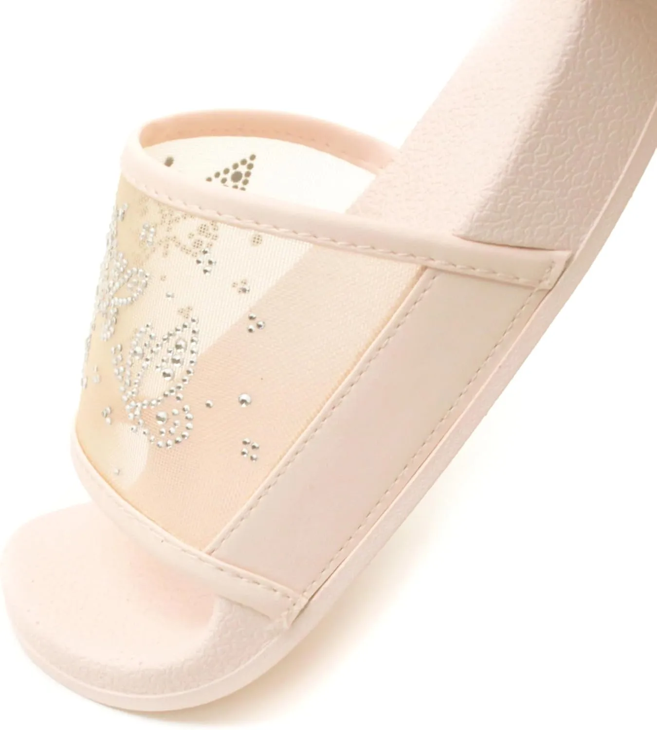 Luckers Women's Butterflies Rhinestone Embellished Mesh Slip-On Sandals