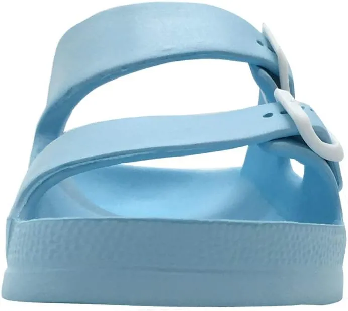 Luffymomo Adjustable Slip on Eva Double Buckle Slides Comfort Footbed Thong Sandals for Womens