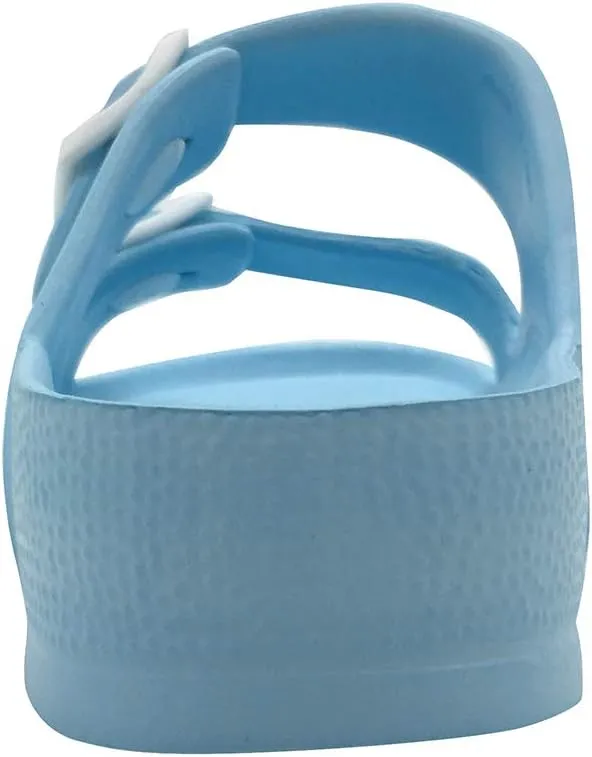 Luffymomo Adjustable Slip on Eva Double Buckle Slides Comfort Footbed Thong Sandals for Womens