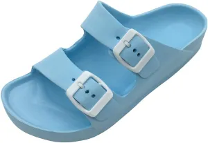 Luffymomo Adjustable Slip on Eva Double Buckle Slides Comfort Footbed Thong Sandals for Womens