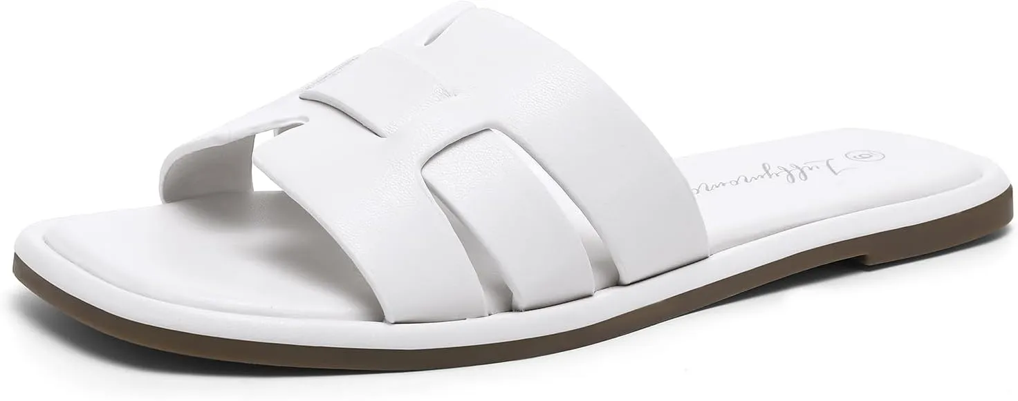 Luffymomo Womens Slip on Flat Sandals Comfortable Summer Casual Slides Sandals