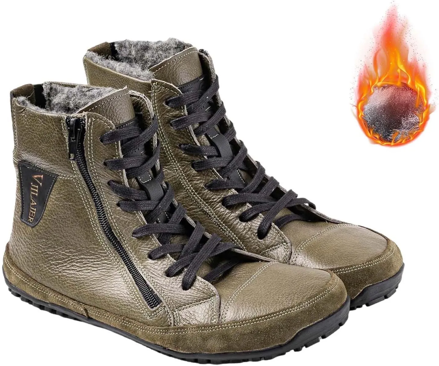 Magic Shoes Alaskan Mens Winter Boots with Fleece Lined Barefoot Shoes for Couples Non-Slip Hiking Footwear Comfort Warm Work Boots Grounded Shoes Zero Drop Booties Walking