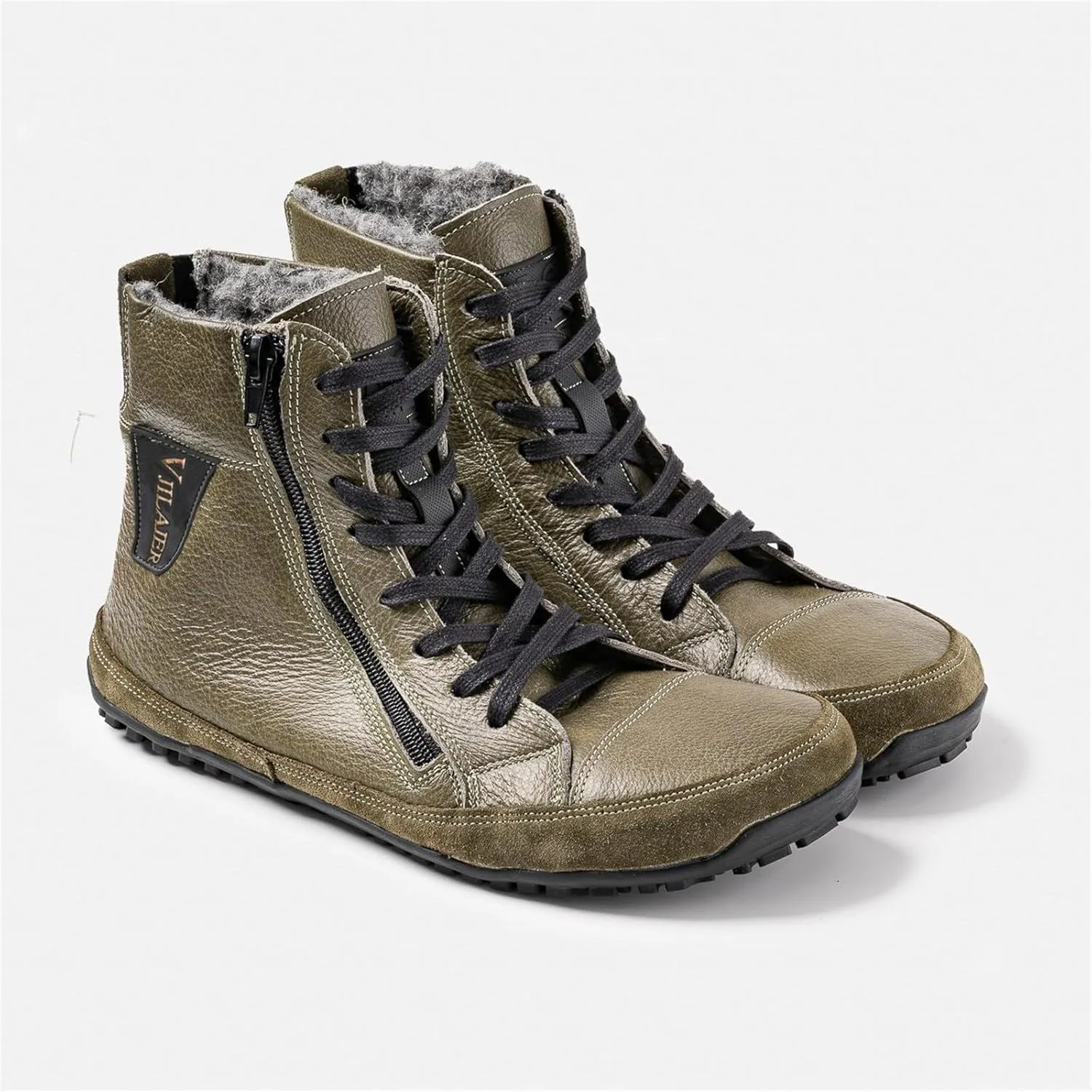 Magic Shoes Alaskan Mens Winter Boots with Fleece Lined Barefoot Shoes for Couples Non-Slip Hiking Footwear Comfort Warm Work Boots Grounded Shoes Zero Drop Booties Walking