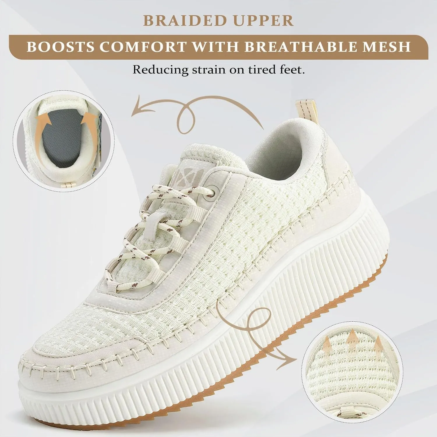 MAIZUN Women's Platform Sneakers Braided Fashion Chunky Sneakers Casual Walking Tennis Shoes