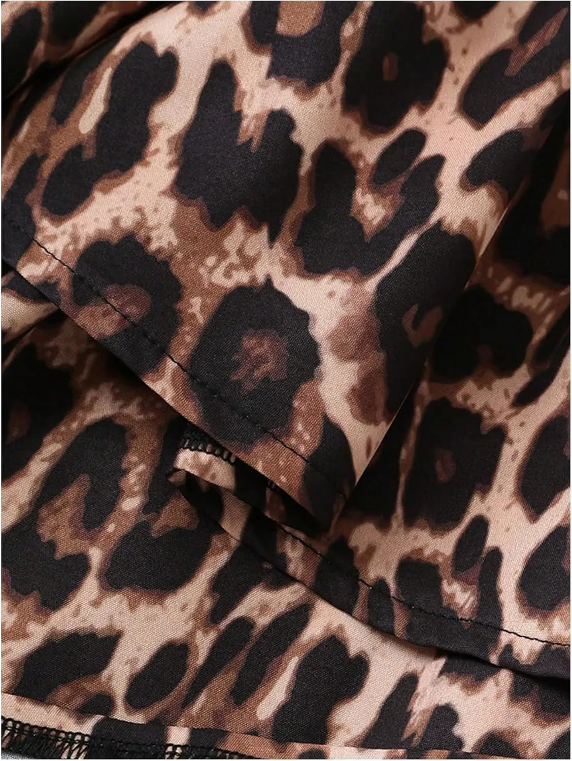 MakeMeChic Women's Leopard Print Halter Dress Tie Backless Tiered Ruffle Shirred Y2k Mini Dresses